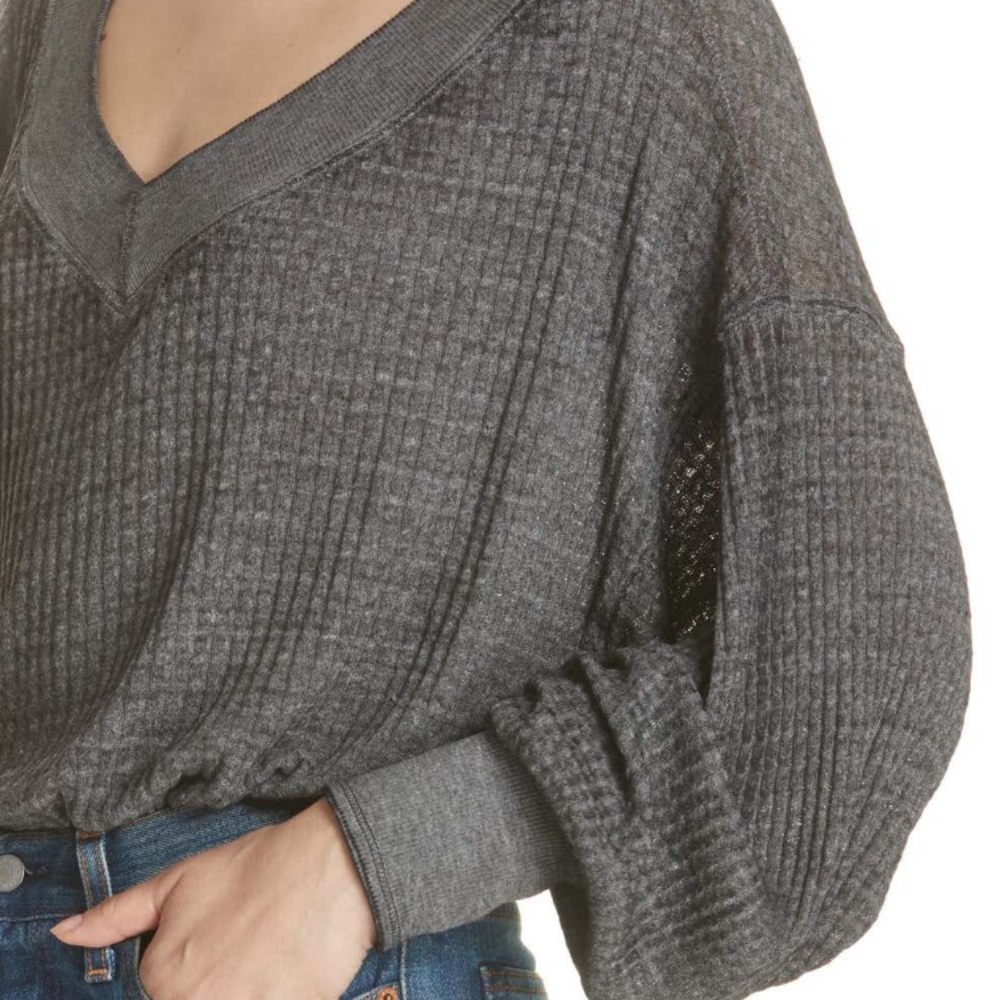 Free people south side grey thermal top